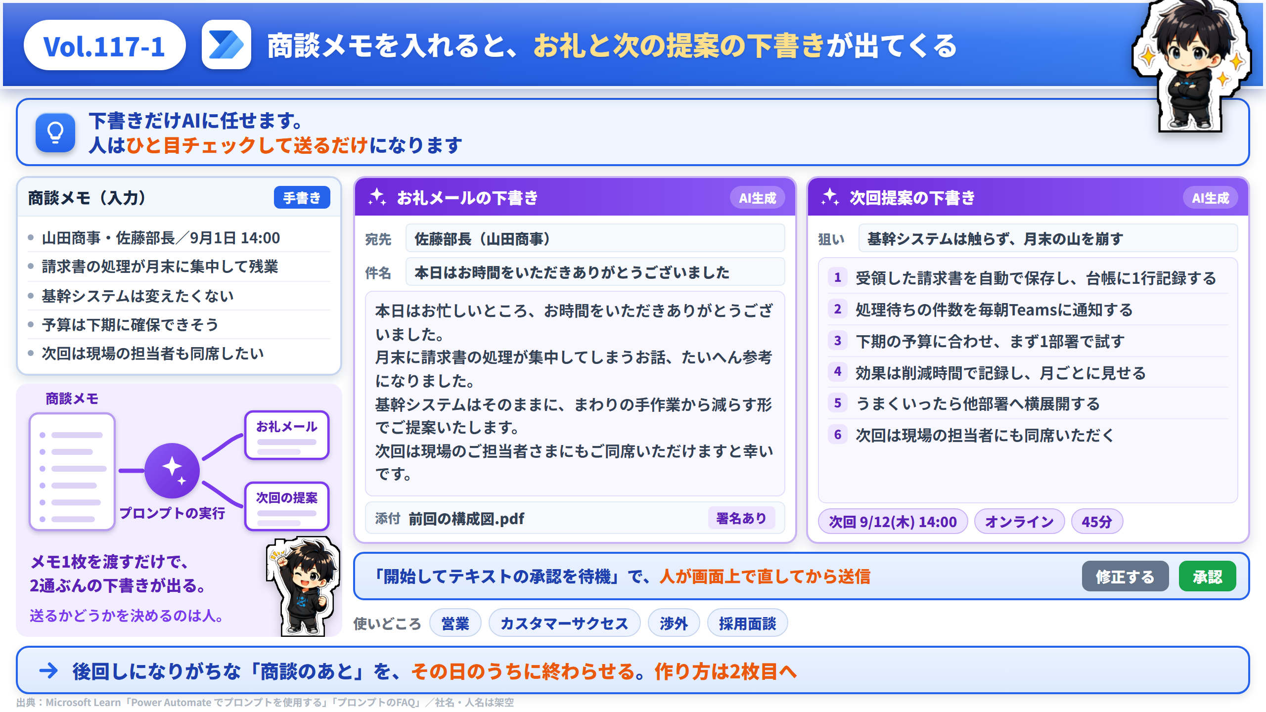 Vol.117 商談メモを入れると、お礼と次の提案の下書きが出てくる