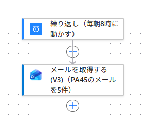 繰り返しとメールを取得する の2つだけが並んだ画面
